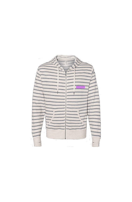 Oatmeal Heather Stripe  Zip Hoodie